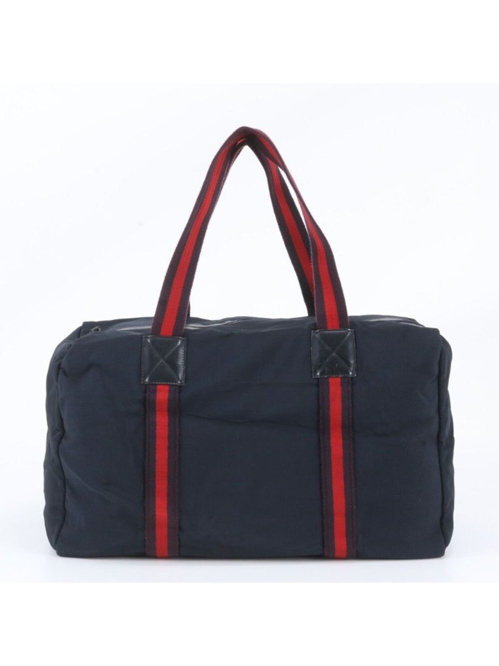 Gucci Sherry Line Leather Boston Bag Tote Travel Business Navy